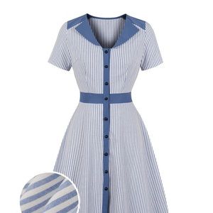 Retro Stage Striped Swing Dress